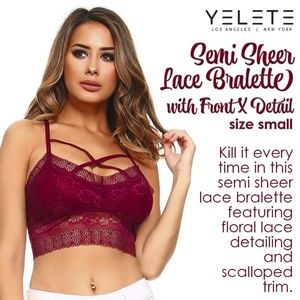 Semi Sheer Lace Bralette
with Front X Detail